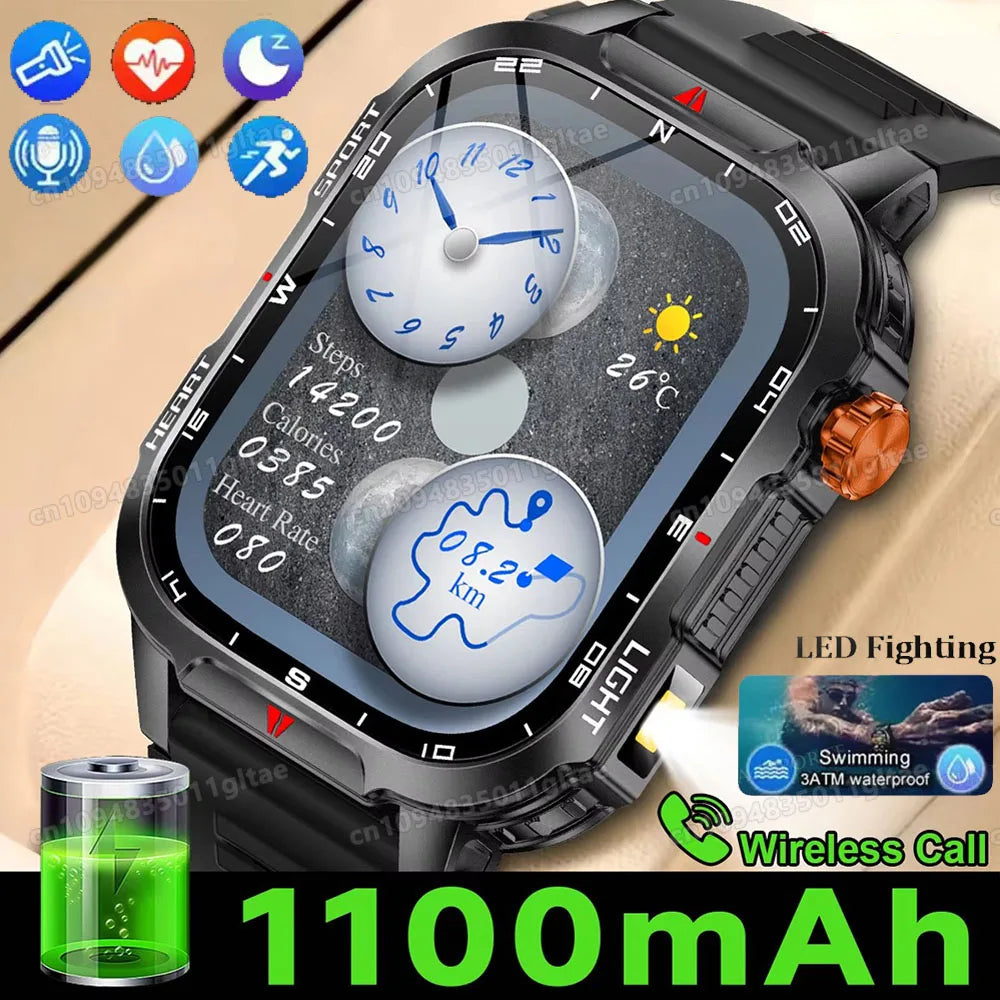 Military GPS Smartwatch with AMOLED Display & Bluetooth Calling