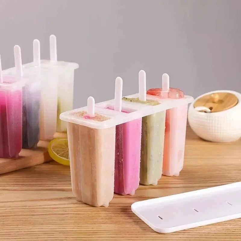 4 Ice Popsicle Mold Set Ice Cream Mold Popsicle Ice Cream Mold Ice Tray DIY Ice Cream Reusable with Stick And Lid Kitchen Tools