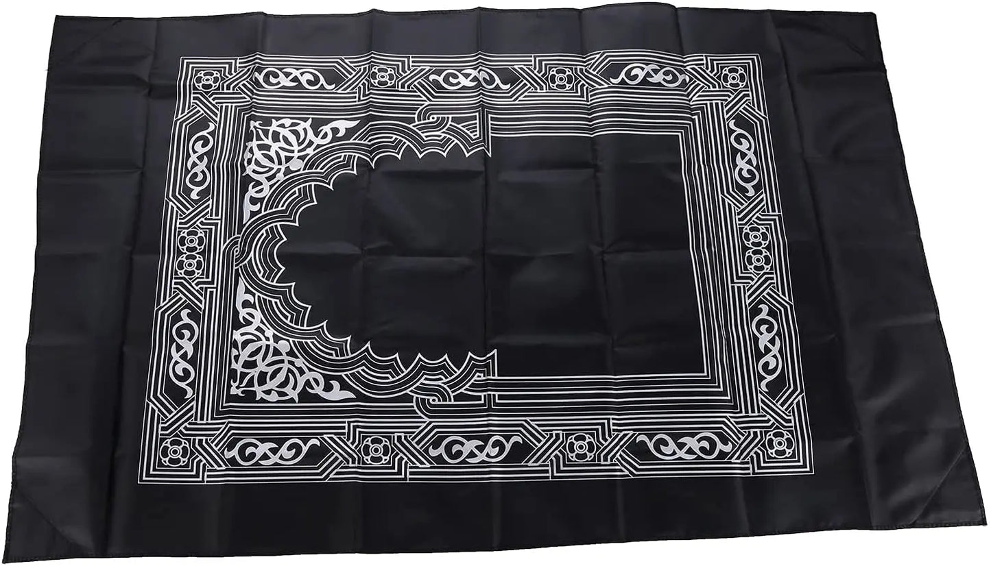 100*60cm Muslim Prayer Rug Polyester Portable Braided Mats Simply Print With Compass In Pouch Travel Home New Style Mat Blanket