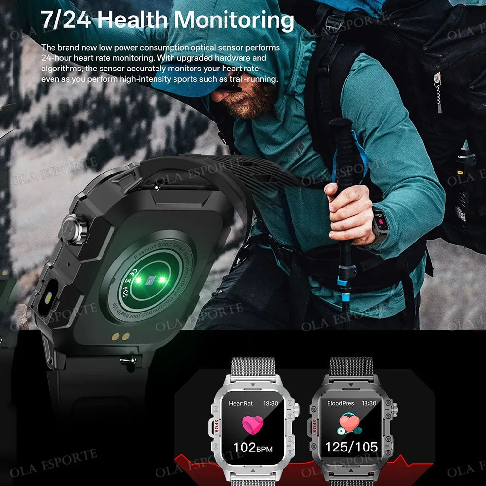 Military GPS Smartwatch with AMOLED Display & Bluetooth Calling
