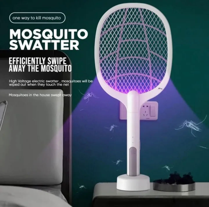 2-in-1 Electric Mosquito Killer Racket with UV LED Lamp USB Rechargeable