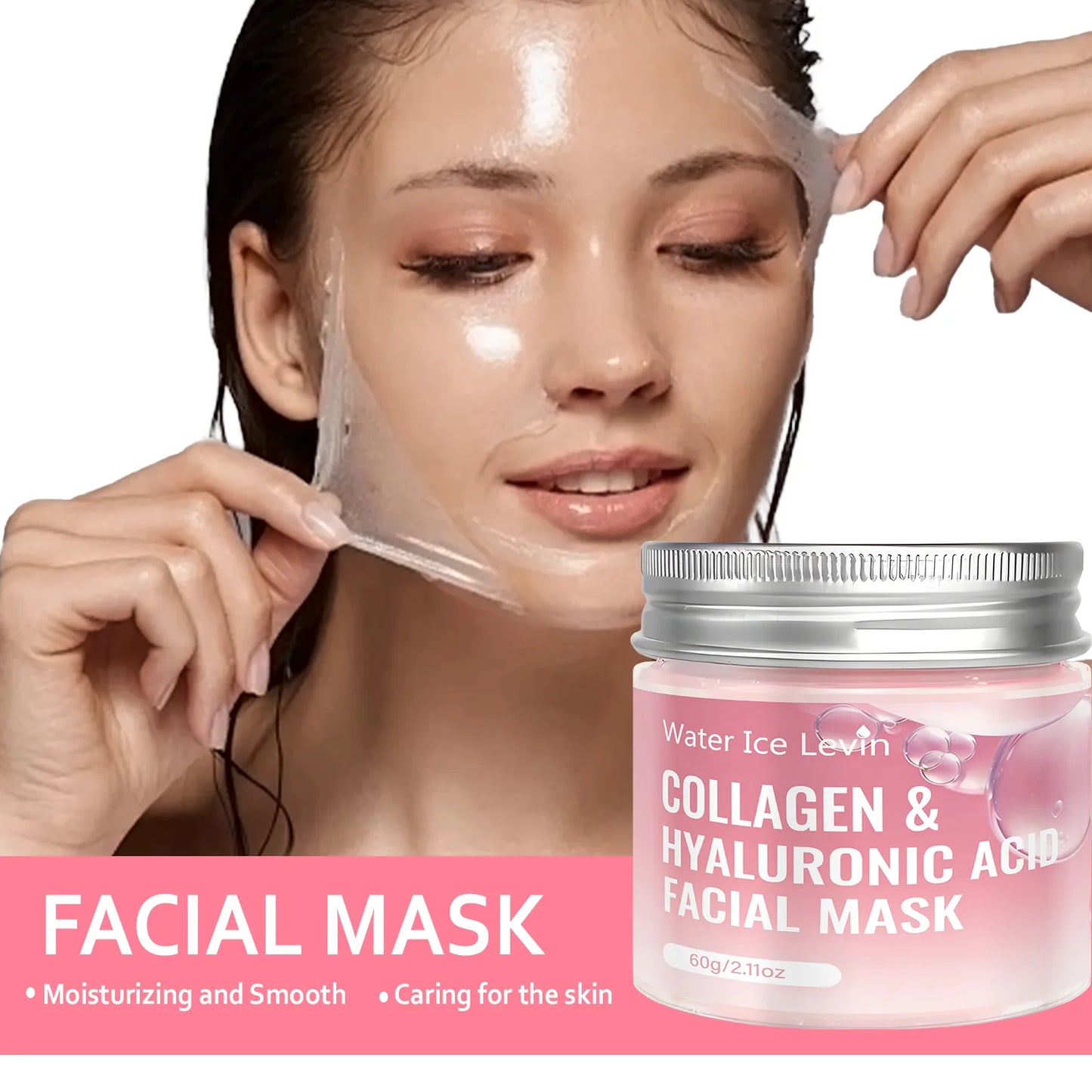 Collagen & Hyaluronic Acid Facial Mask with Niacinamide, Moisturizing Firming Anti Aging Face Mask 60g