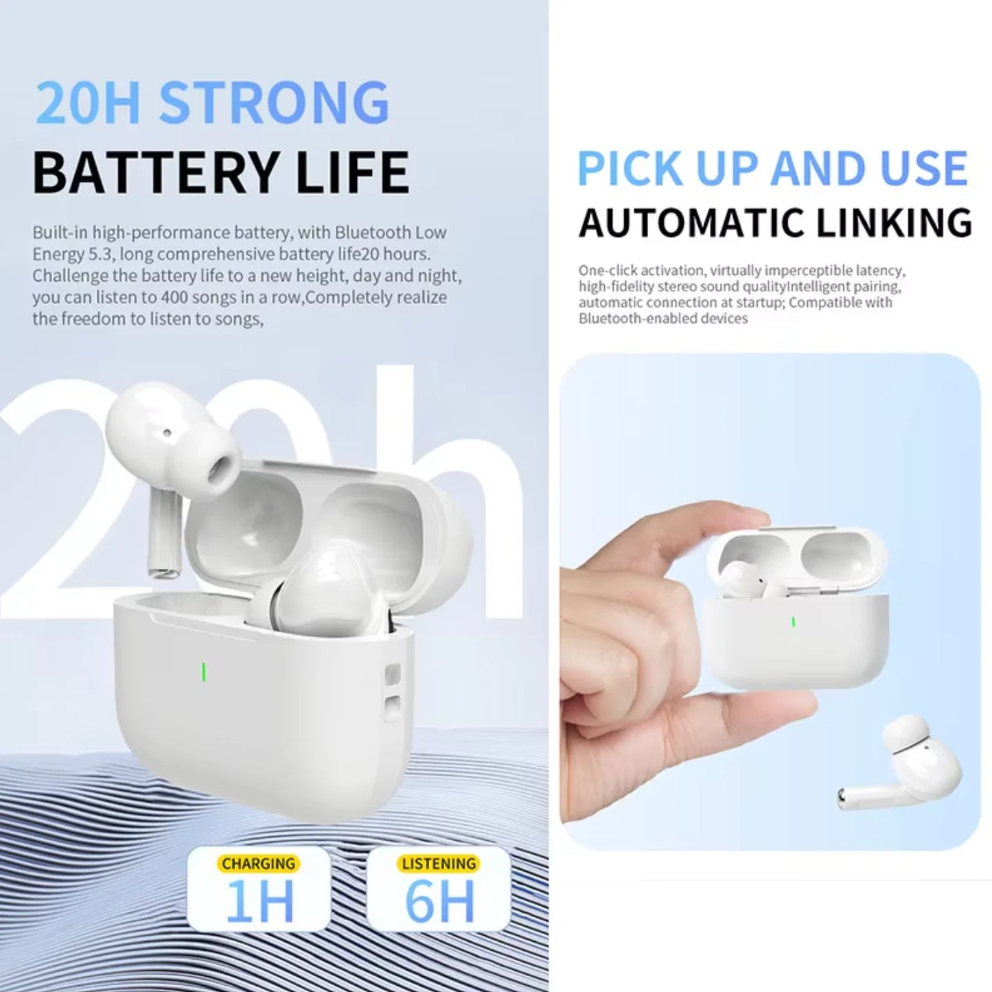 UEESFIT TWS Wireless Bluetooth Earphones Active Noise Cancelling ANC Sport Headphones HiFI Stereo Sound Headset Earbuds With Mic