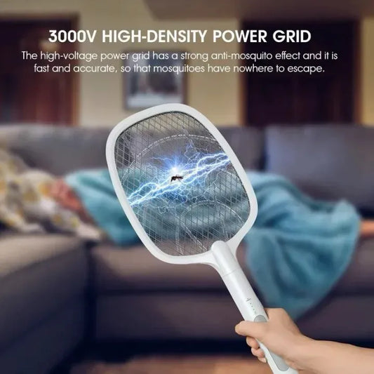 2-in-1 Electric Mosquito Killer Racket with UV LED Lamp USB Rechargeable