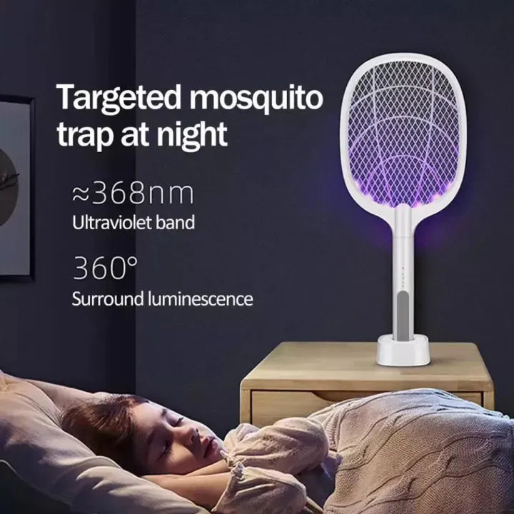 2-in-1 Electric Mosquito Killer Racket with UV LED Lamp USB Rechargeable